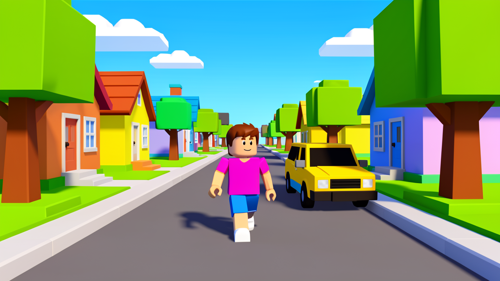 Avatar de estilo Roblox paseando por Brookhaven