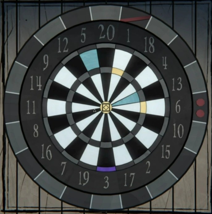 Puzzle avanzado de dardos de Blue Prince (respuesta 10)